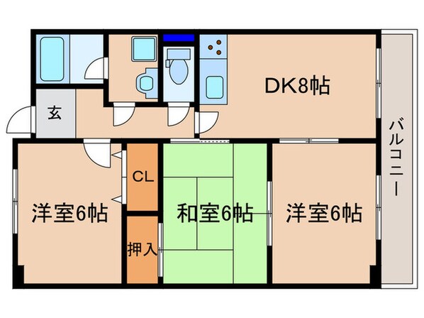 クレ－ル弍番館の物件間取画像